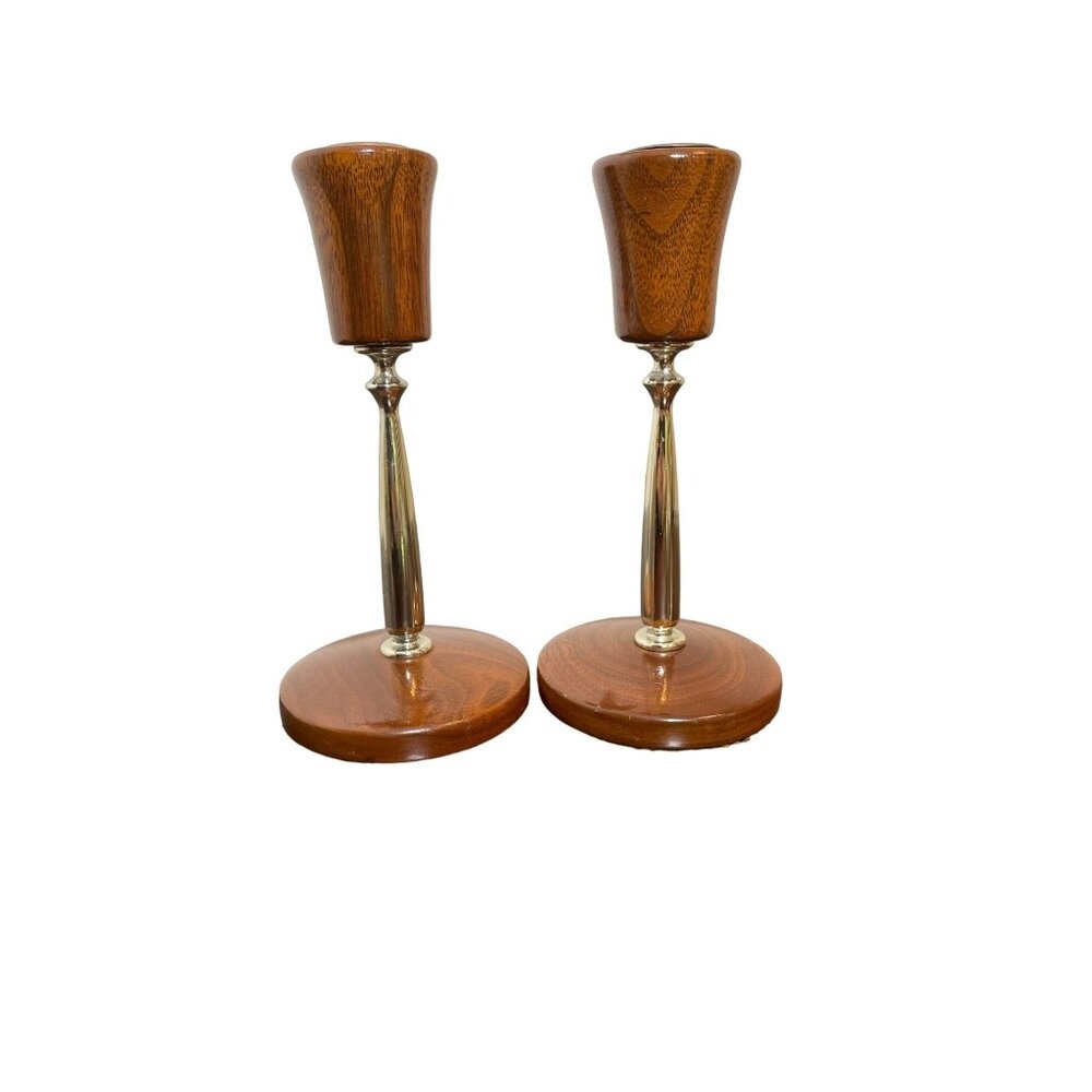 Vintage Oregon Myrtlewood Candlestick Holders